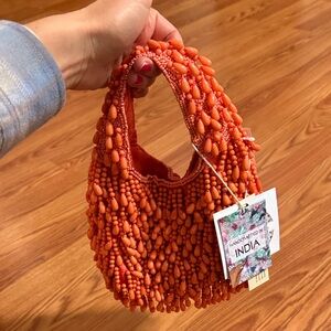 Handcrafted Beaded Orange Bag